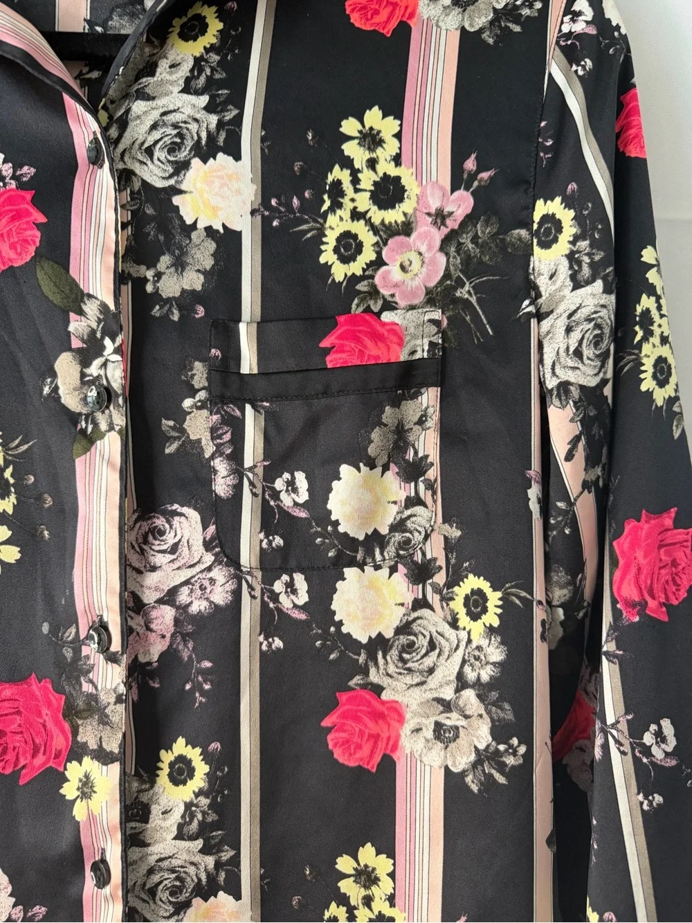 Vintage Victoria Secret Floral Striped Satin Pajama Set